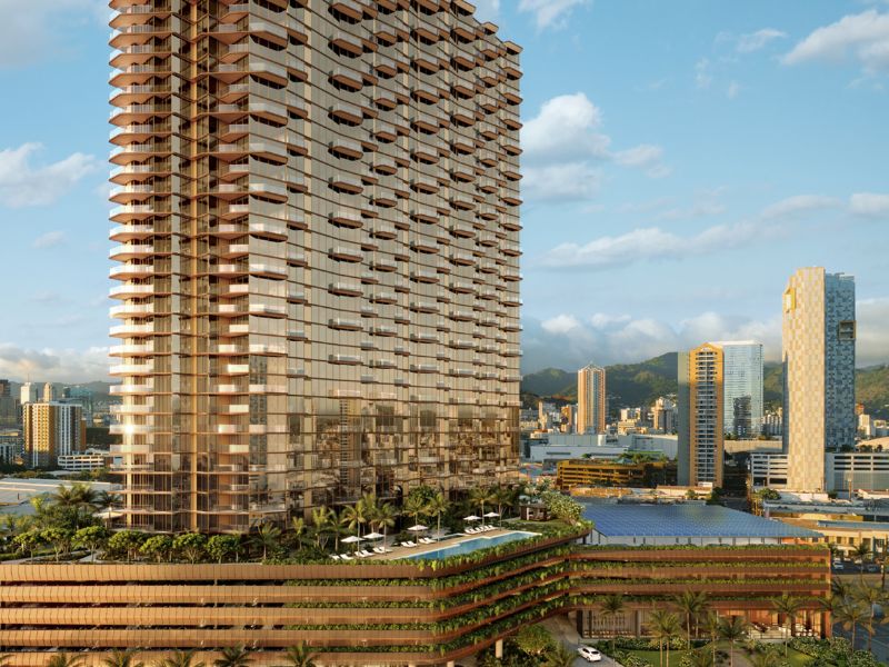 建設予定ハワイ高級コンドミニアムのアリアワイキキ